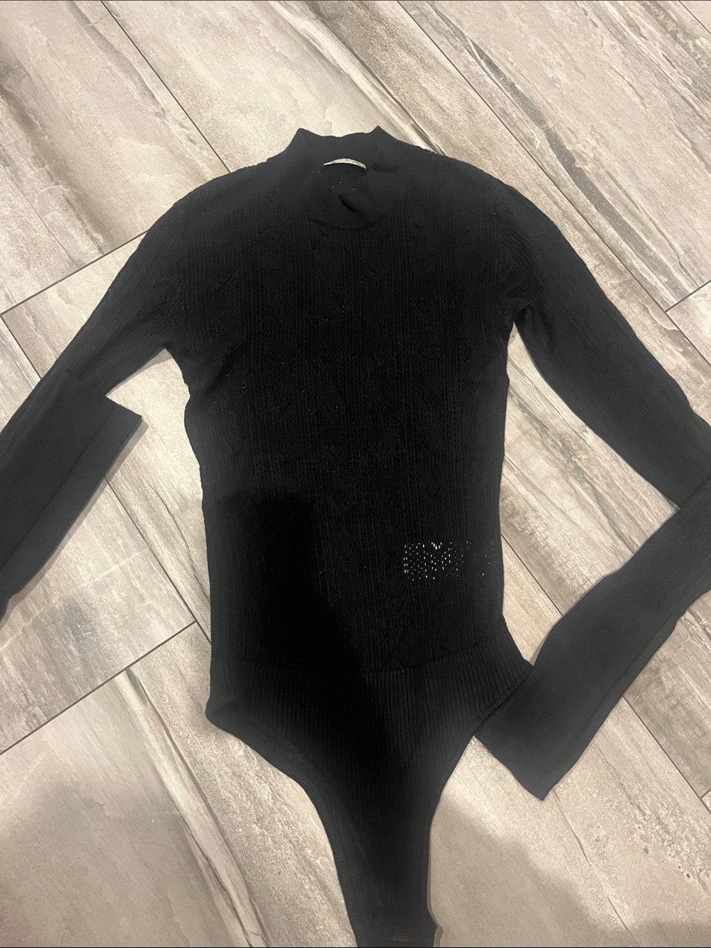 Free People Black Turtleneck Knit Bodysuit Sweater